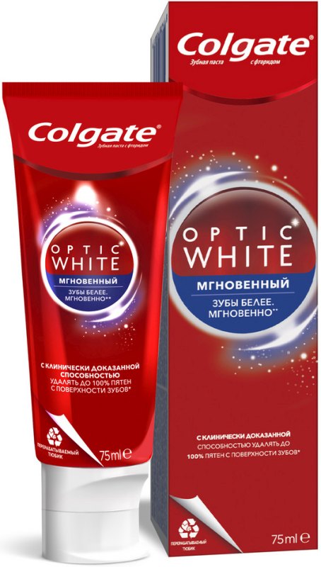 Colgate Optic White Искрящаяся белизна отбеливающая зубная паста, 75 мл