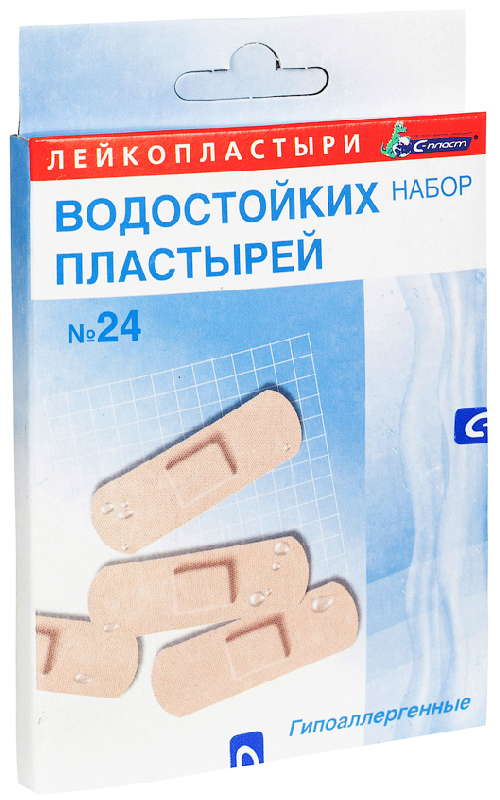 С-ПЛАСТ лейкопластырь водостойкий набор (4 размера) 24 шт. Сарепта-Медипласт АУП