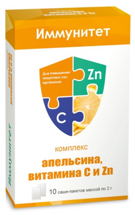 

КОМПЛЕКС ЭКСТРАКТА АПЕЛЬСИНА ВИТАМИНА С И ЦИНКА порошок 2г 10 шт.