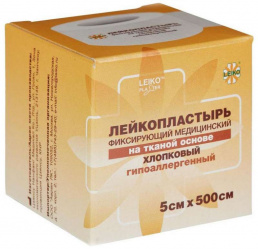 

ЛЕЙКО ПЛАСТЫРЬ 5х500см катушка тканевая основа