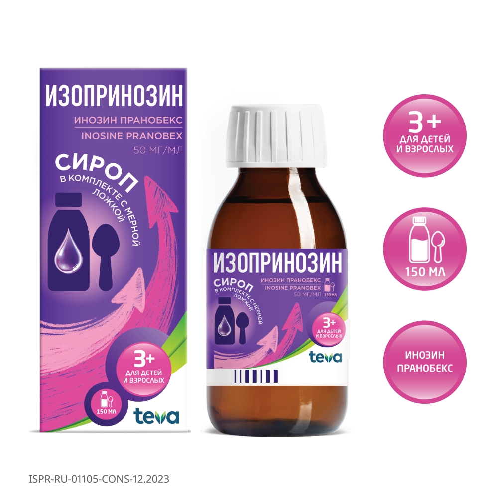 Изопринозин 50мг/мл 150мл сироп
