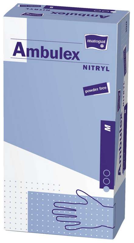 

МАТОПАТ АМБУЛЕКС НИТРИЛ перчатки смотровые нестерильные неопудренные размер M 100 шт.