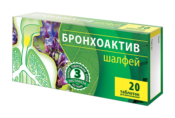 

ШАЛФЕЙ БРОНХОАКТИВ таблетки для рассасывания 20 шт.