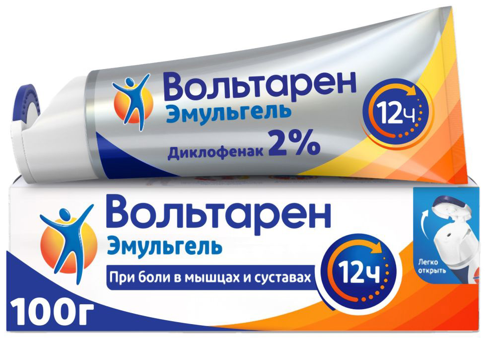 Вольтарен Эмульгель 2% 100г гель для наружного применения при боли в суставах туба с треуг.крышкой