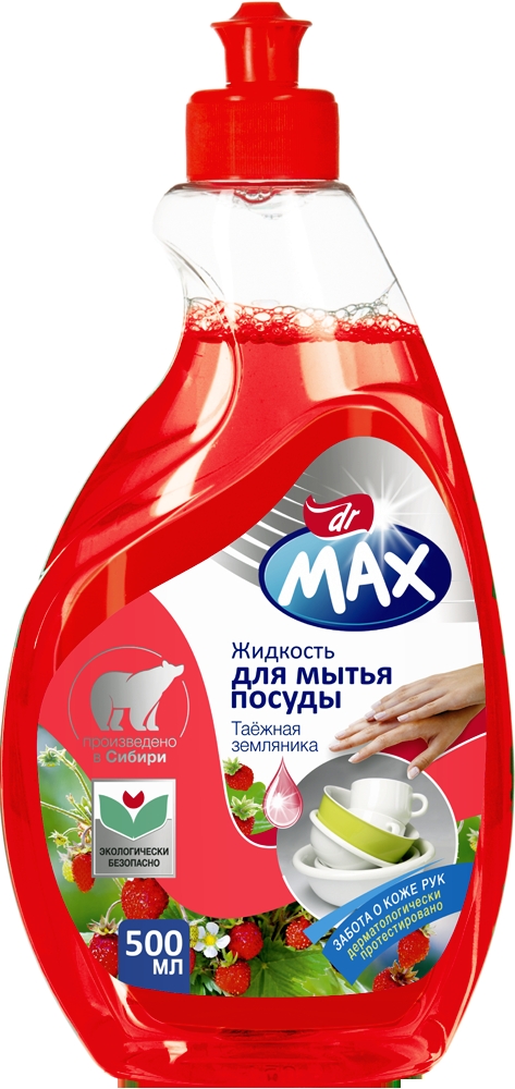 Др.макс жидкость для мытья посуды земляника 500мл