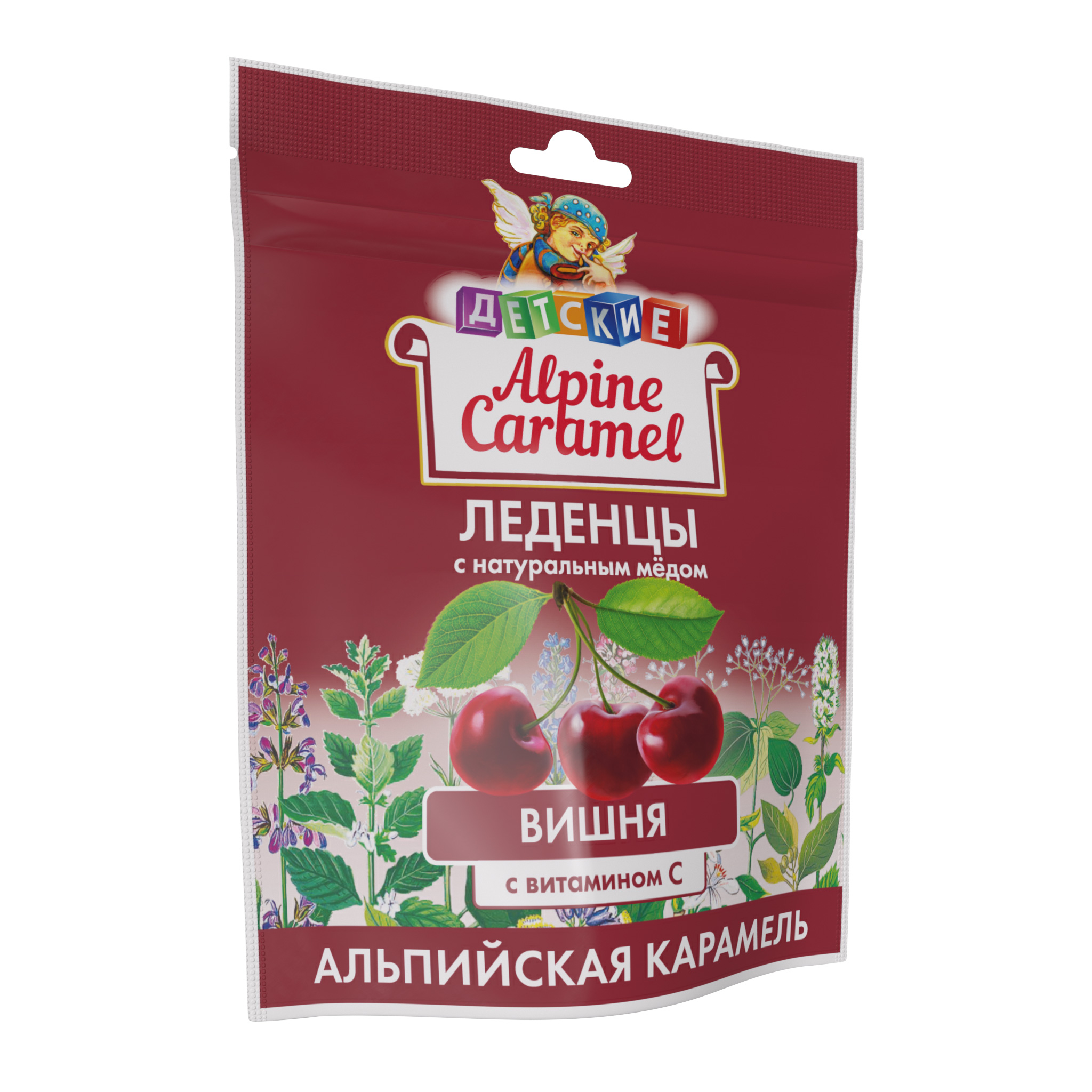 Альпийская карамель леденцы детские мёд/витамин с/вишня 75г