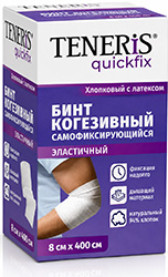 Тенерис квикфикс коттон бинт когезивный самофиксирующийся на тканевой основе с латексом 8смx4м белый
