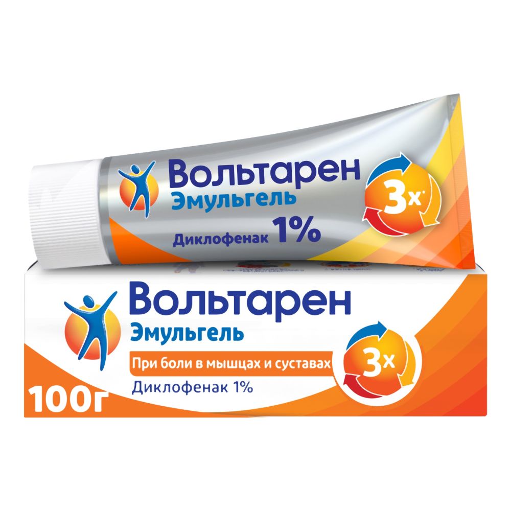 Вольтарен Эмульгель при боли в спине, мышцах и суставах, гель 1%, 100г