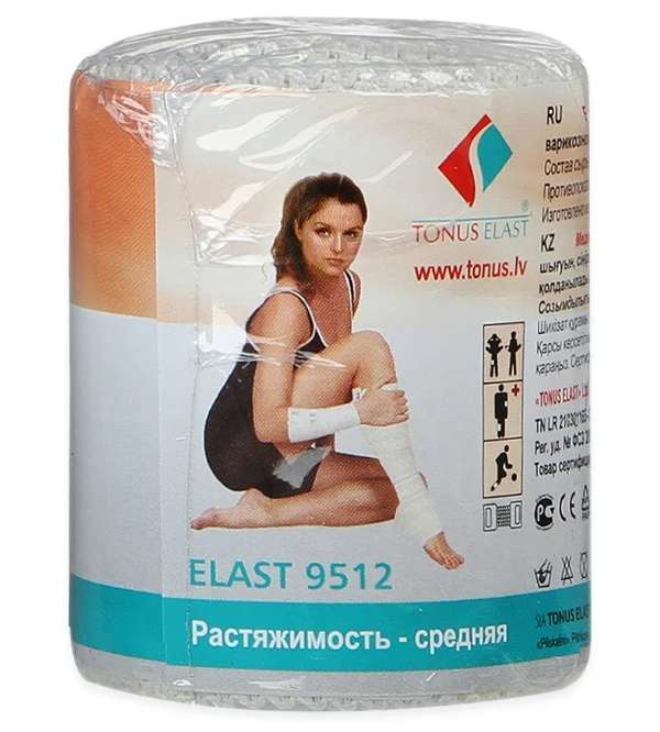 

ТОНУС ЭЛАСТ бинт эластичный арт.9512 Средней растяжимости 10x60см