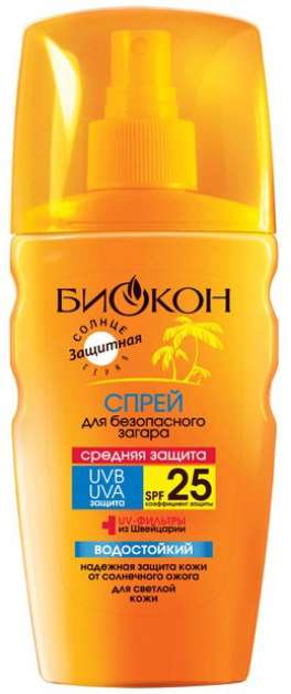 

БИОКОН СОЛНЦЕ спрей для безопасного загара SPF25 160мл