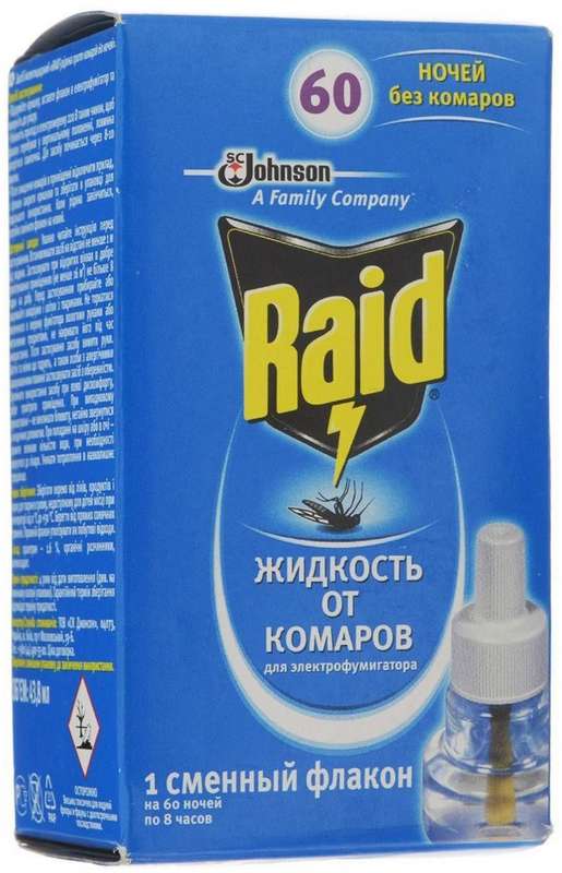 

РЕЙД (RAID) ЖИДКОСТЬ от комаров 60 ночей