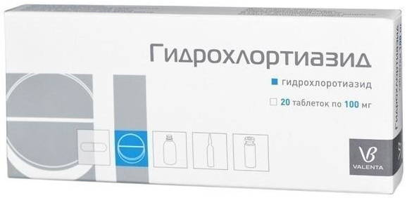 

ГИДРОХЛОРТИАЗИД 100мг 20 шт. таблетки Валента