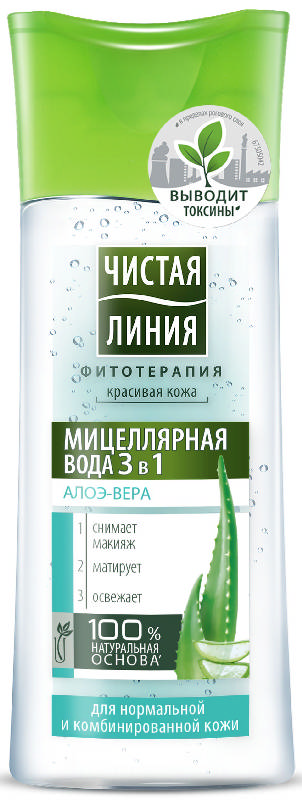 

ЧИСТАЯ ЛИНИЯ вода мицеллярная 3в1 для нормальной/комбинированной кожи 100мл