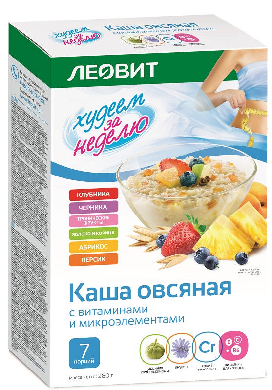 

ЛЕОВИТ БИОСЛИМИКА каша овсяная Ассорти 6 вкусов 40г 7 шт.