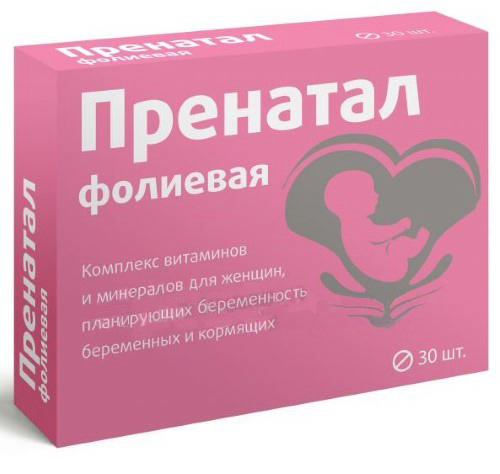 

ПРЕНАТАЛ ФОЛИЕВАЯ таблетки покрытые оболочкой 30 шт.