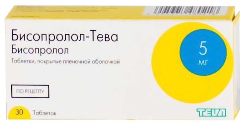 

БИСОПРОЛОЛ-ТЕВА таблетки 5 мг 30 шт.