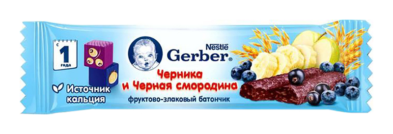 ГЕРБЕР батончик фруктово-злаковый Черника/Черная смородина 12+ 25г