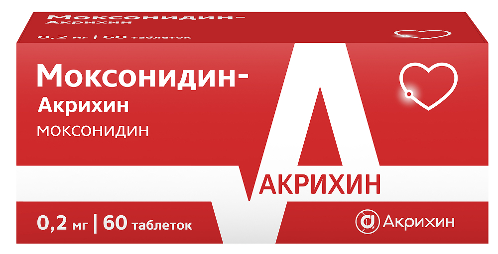 Моксонидин-Акрихин 0,2мг 60 шт. таблетки покрытые пленочной оболочкой