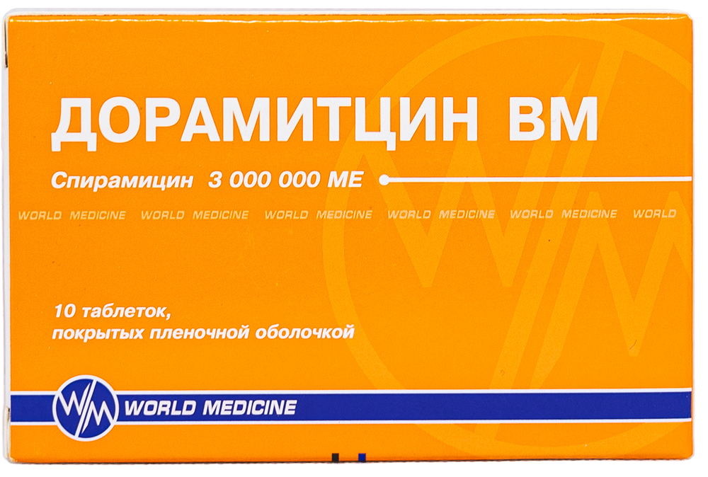 Дорамитцин Вм 3000000Ме 10 шт. таблетки покрытые пленочной оболочкой Уорлд Медицин Илач Сан. Ве Тидж. А.Ш.