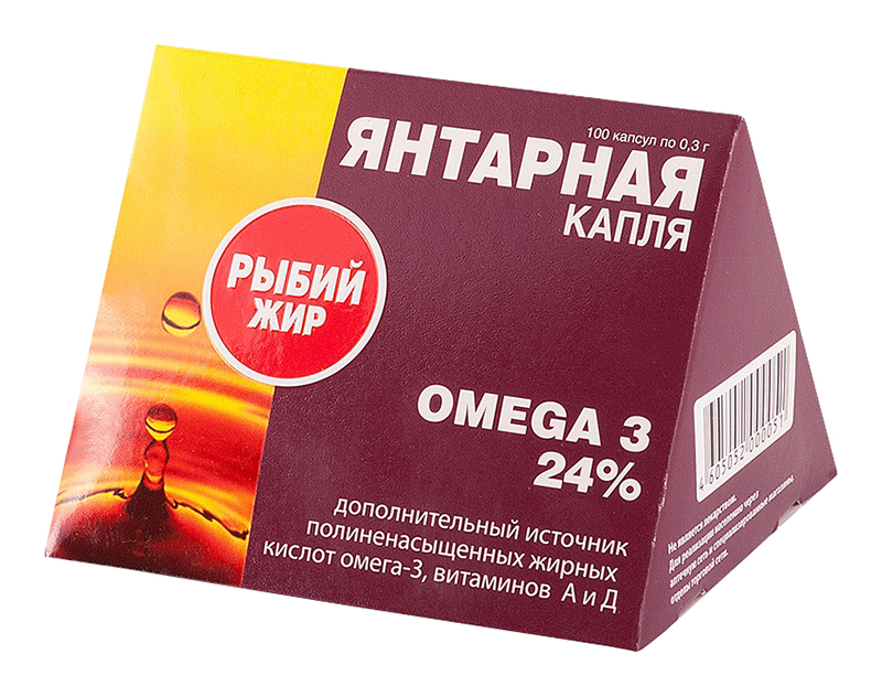 

РЫБИЙ ЖИР ЯНТАРНАЯ КАПЛЯ капсулы Омега-3 100 шт.