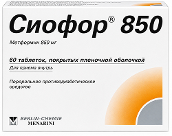 Сиофор 850мг 60 шт. таблетки покрытые оболочкой Берлин-Хеми