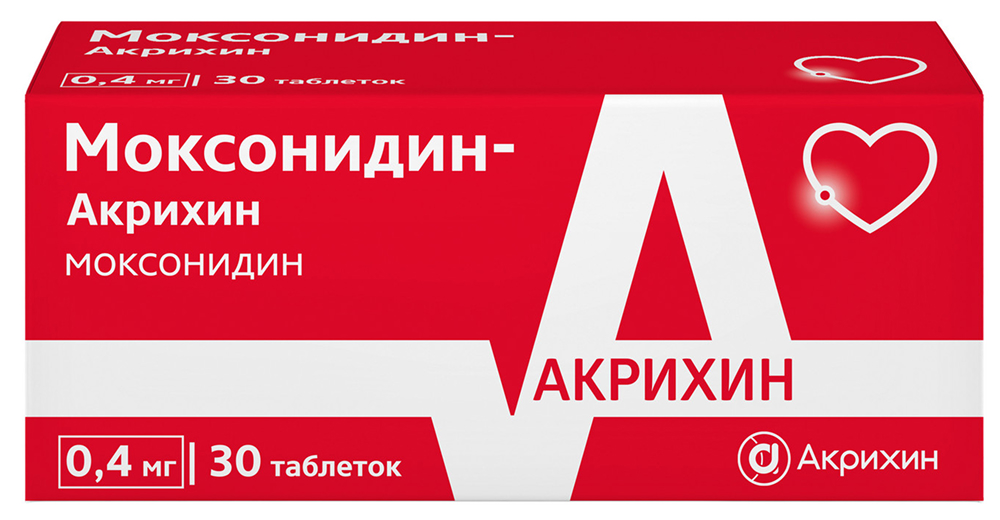 Моксонидин-Акрихин 0,4мг 30 шт. таблетки покрытые пленочной оболочкой