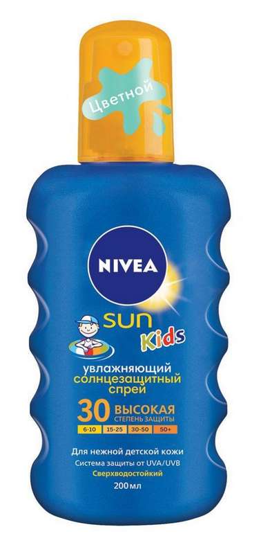 

НИВЕЯ САН спрей солнцезащитный детский цветной SPF30 (85403) 200мл Beiersdorf AG