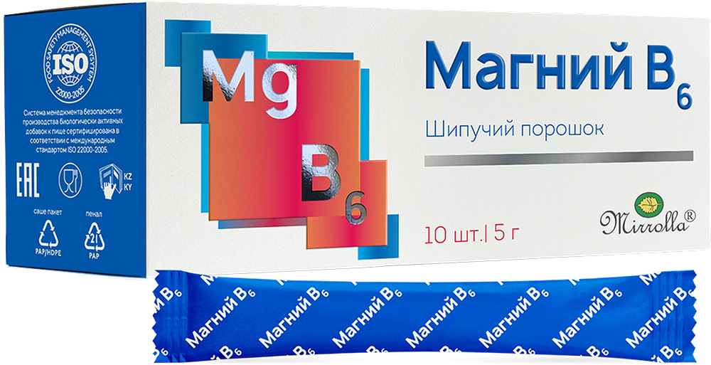 Мирролла Магний В6 порошок шипучий 5г 10 шт. Мирролла