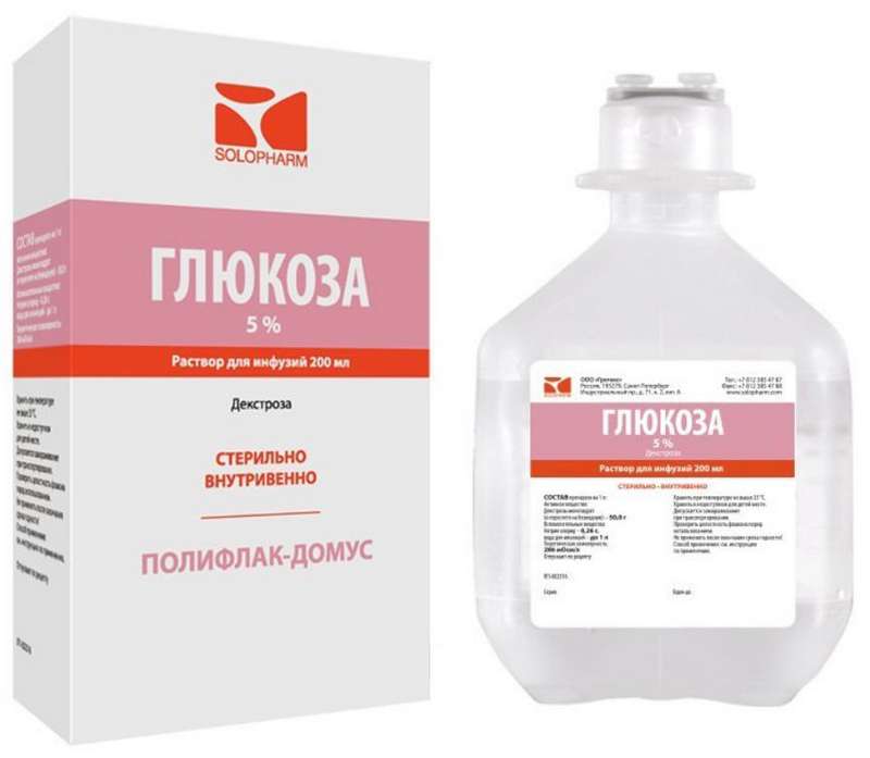 

ГЛЮКОЗА-СОЛОФАРМ 5% 200мл 20 шт. раствор для инфузий