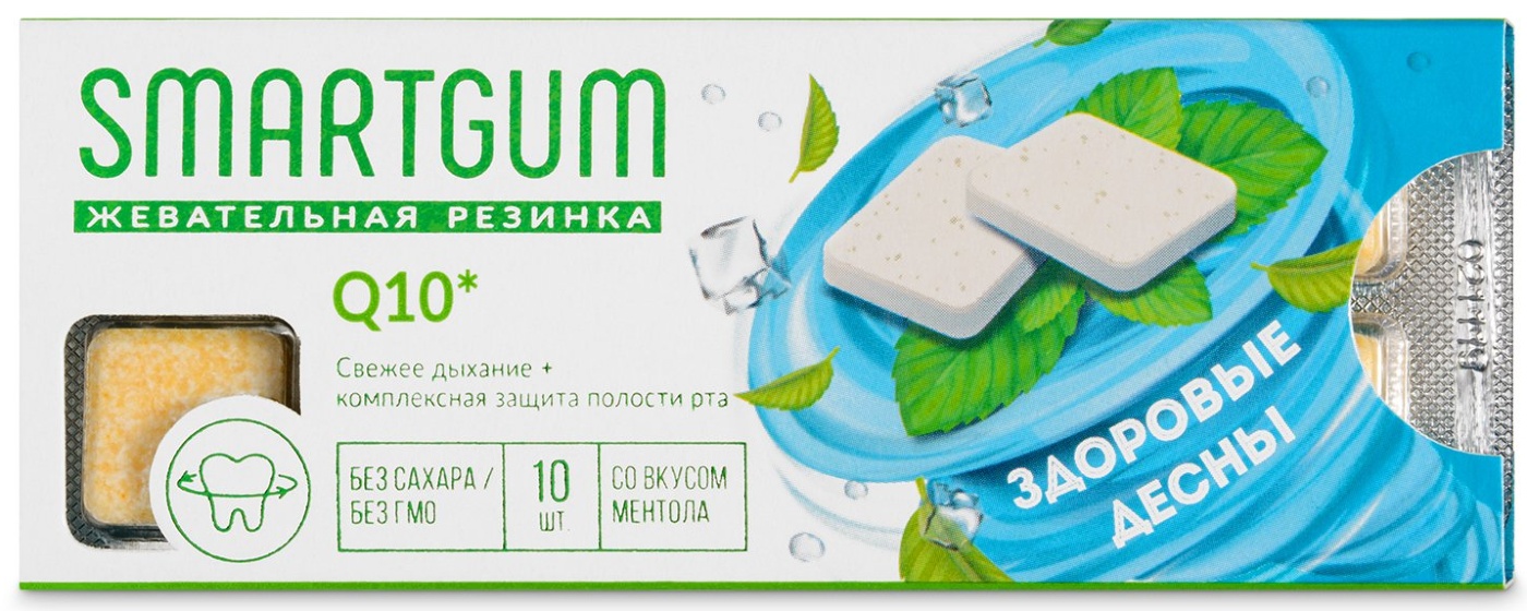 

СМАРТГАМ Q10 жевательная резинка 10 шт.