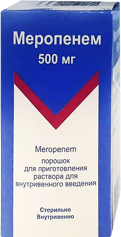 Меропенем 500мг 1 шт. порошок для приготовления раствора для внутривенного введения
