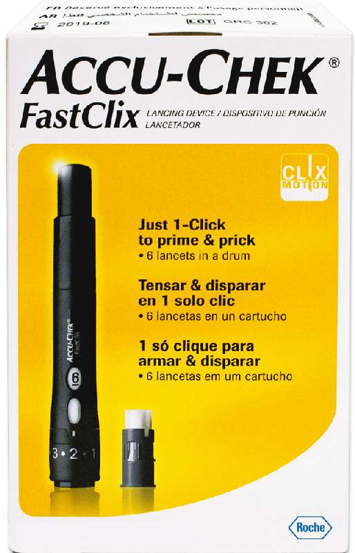 Акку-Чек ФастКликс, устройство для прокалывания кожи, набор: 1 устройство и 1 барабан на 6 ланцетов