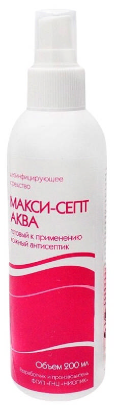 

МАКСИ СЕПТ АКВА средство дезинфицирующее кожный антисептик 200мл