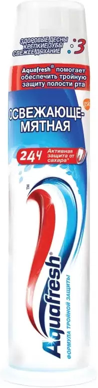 Аквафреш 3+ зубная паста освежающе-мятная 100мл помпа, фото №1