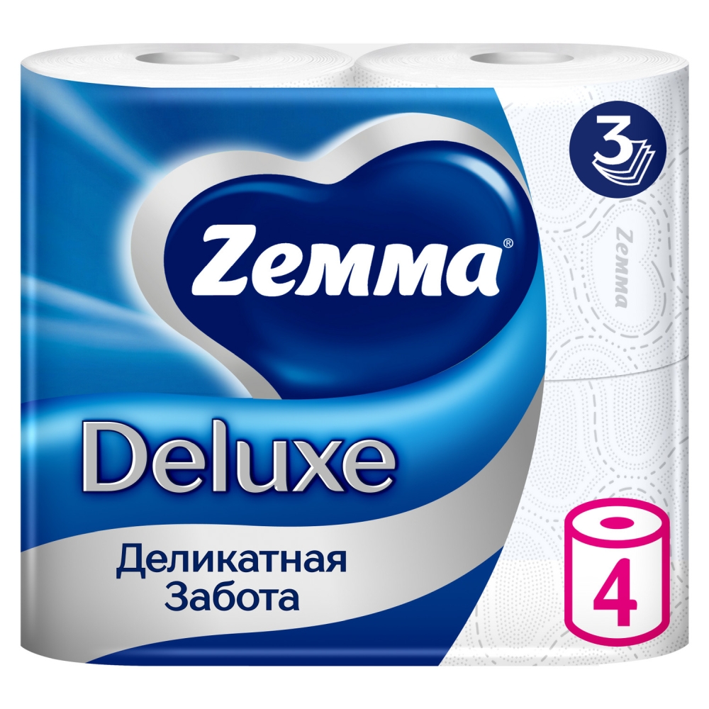 Земма Делюкс бумага туалетная 3-слойная 4 шт., фото №1