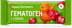 Сердце Континента гематоген +Клюква для детей с 3 лет 30г