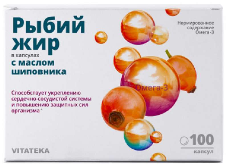 

ВИТАТЕКА РЫБИЙ ЖИР капсулы с маслом Шиповника 0,37г 100 шт.