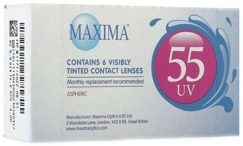 МАКСИМА линзы контактные 55 UV 8,6 (-4,00) 6 шт.