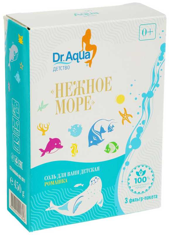 

ДОКТОР АКВА соль морская детская Нежное море Ромашка (3 ф/пакета) 450г Уралмедпром ПТК