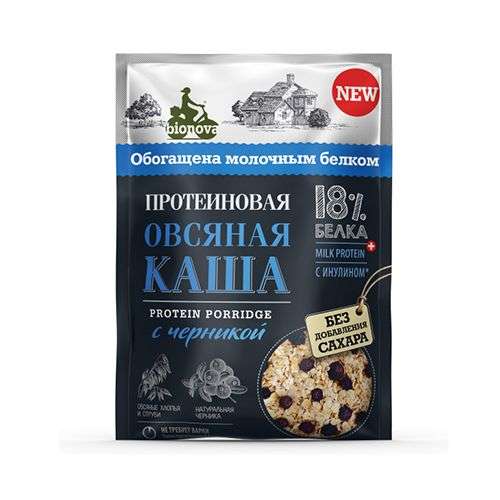 

БИОНОВА каша овсяная протеиновая Черника 40г