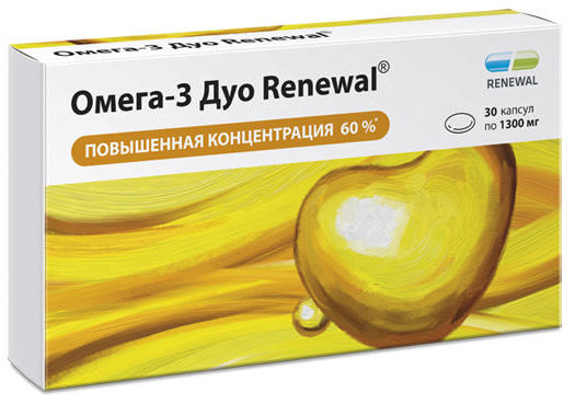 

ОМЕГА-3 ДУО РЕНЕВАЛ капсулы 1300мг 30 шт. АО