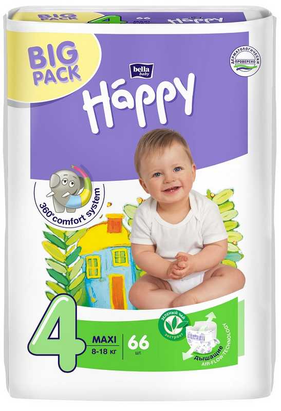 

БЕЛЛА БЕБИ ХЕППИ подгузники Макси 8-18кг 66 шт.