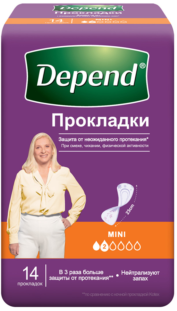 Депенд прокладки для женщин мини 14 шт., фото №1