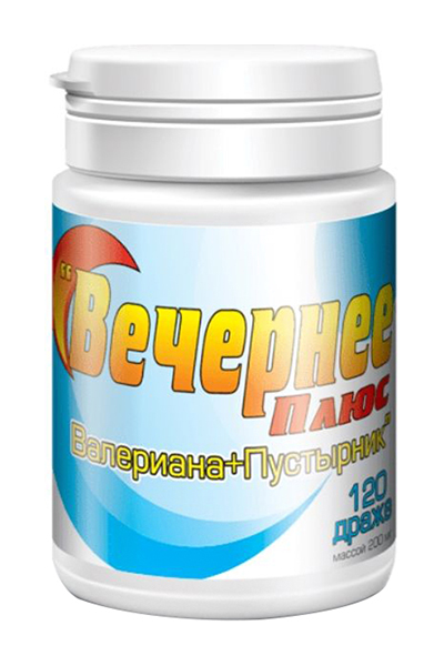 

ВЕЧЕРНЕЕ ПЛЮС драже Валериана,Пустырник 120 шт.