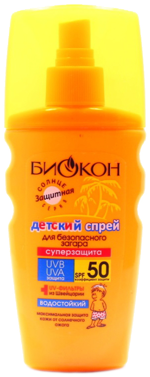

БИОКОН спрей для безопасного загара SPF50 детский
