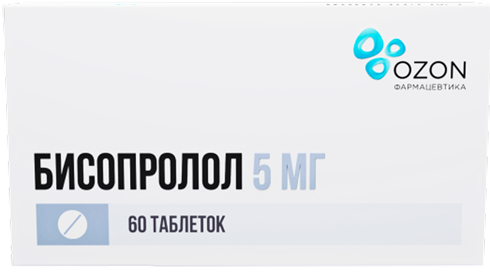 Бисопролол 5мг 60 шт. таблетки покрытые пленочной оболочкой, фото №1