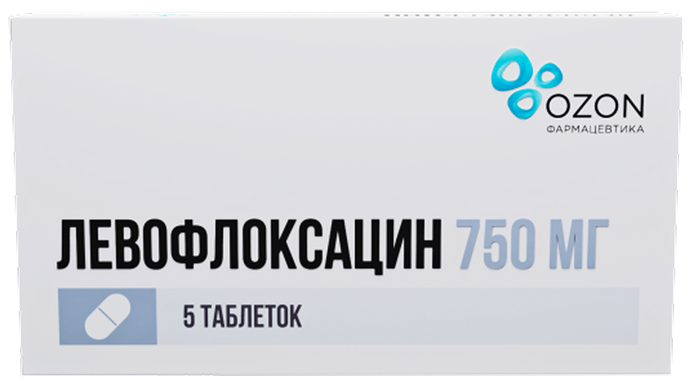 Левофлоксацин 750мг 5 шт. таблетки покрытые пленочной оболочкой Озон