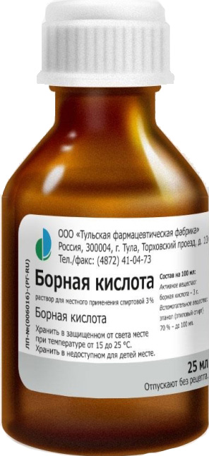 Борная Кислота 3% 25мл раствор спиртовой Тульская Фф