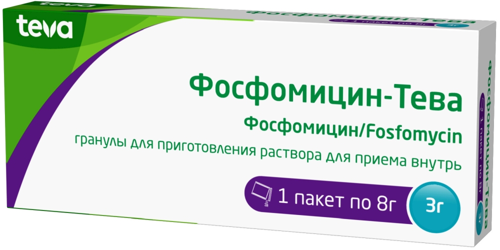 Фосфомицин-тева 3г 1 шт. гранулы для приготовления раствора для приема внутрь для приема внутрь
