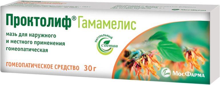 Проктолиф Гамамелис 30г мазь для местного и наружного применения гомеопатическая
